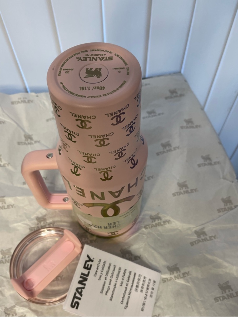Custom Stanley 40oz. Pink Insulated Travel Tumbler with Handle - Picture 5 of 6